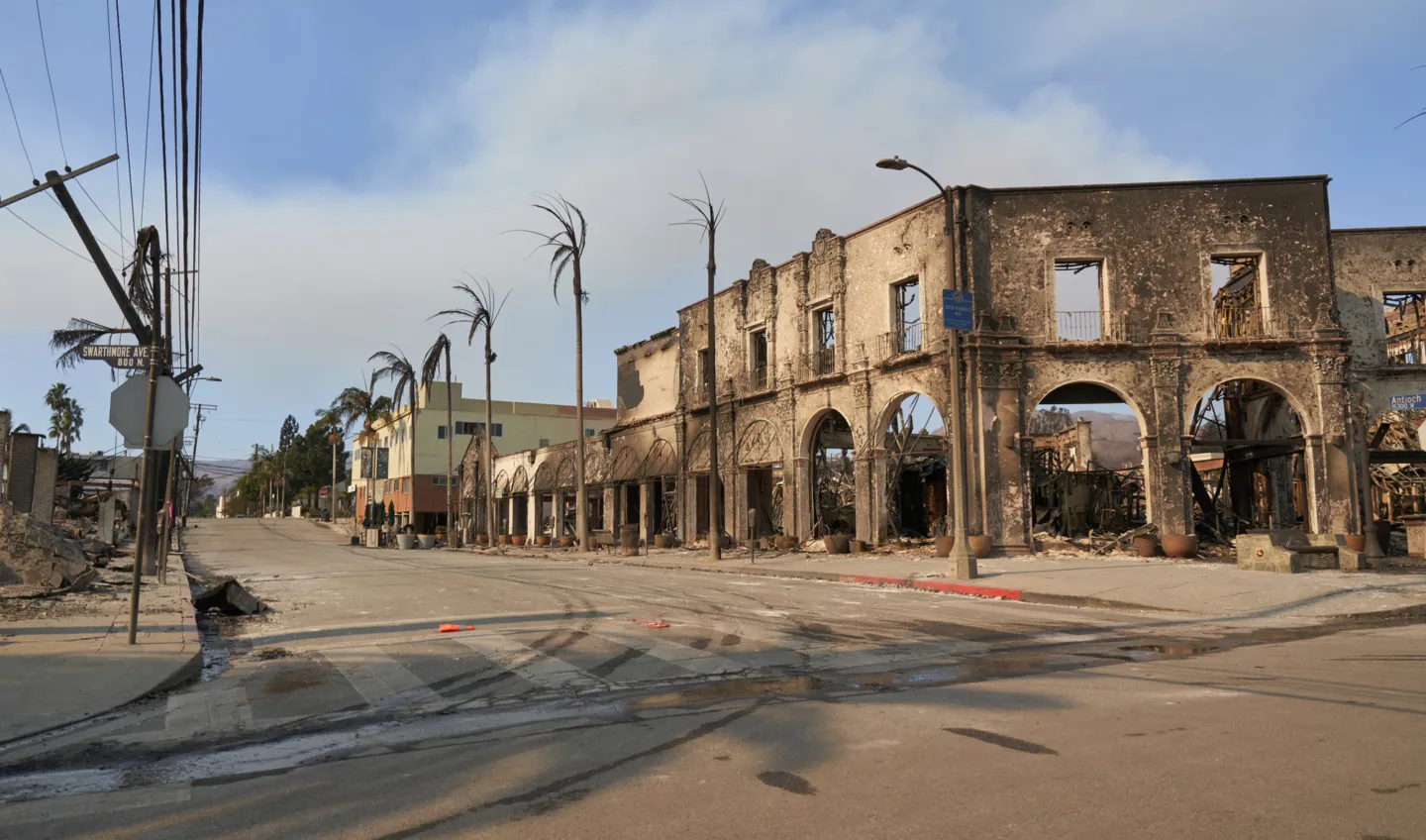 burned building in Los Angeles, CA