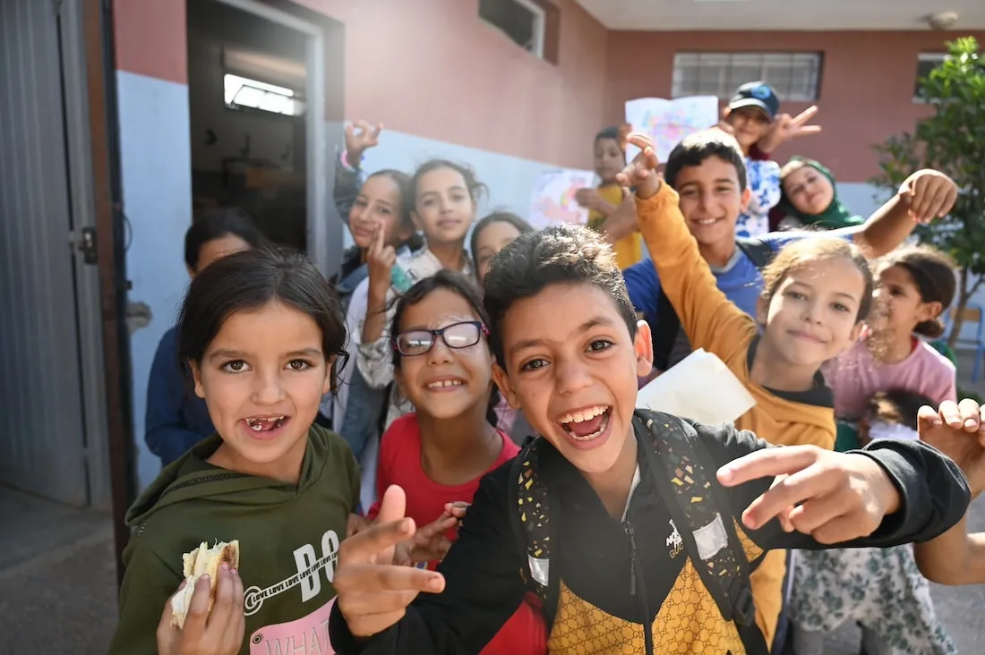 children smiling in group