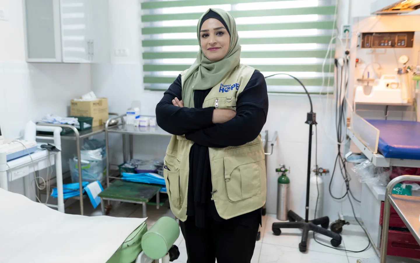 woman in a hospital as a midwife in Gaza