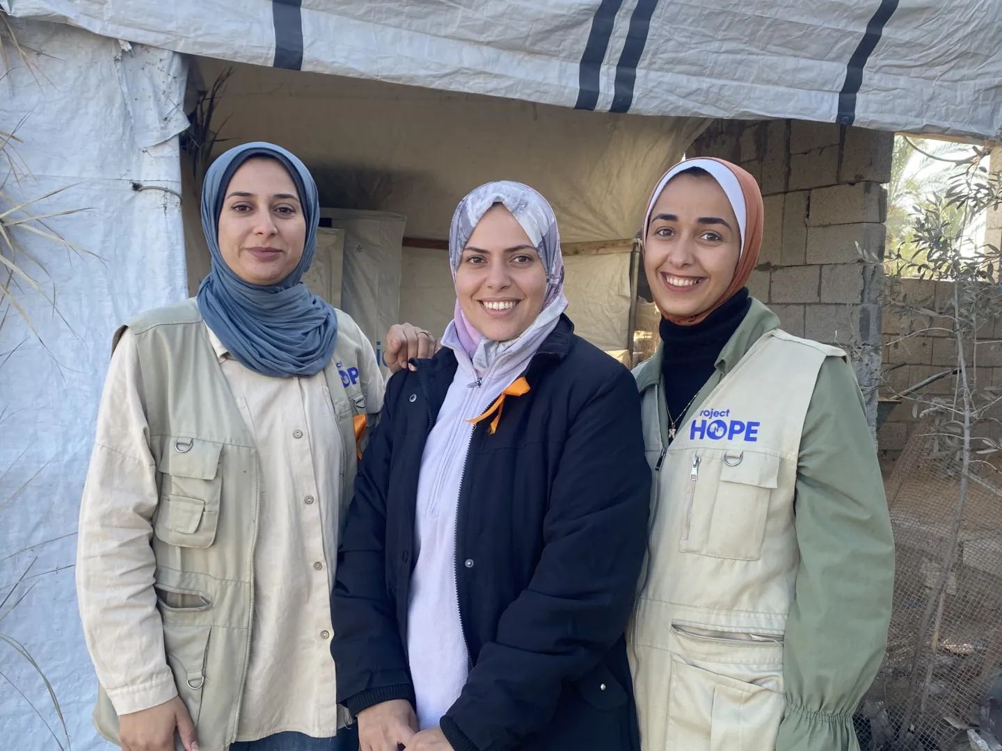 Three women in Gaza
