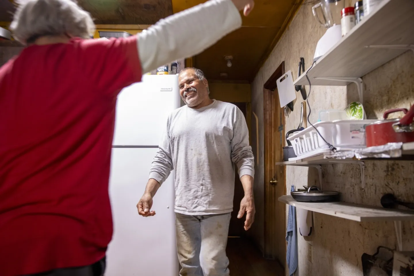 man and woman hug in USA