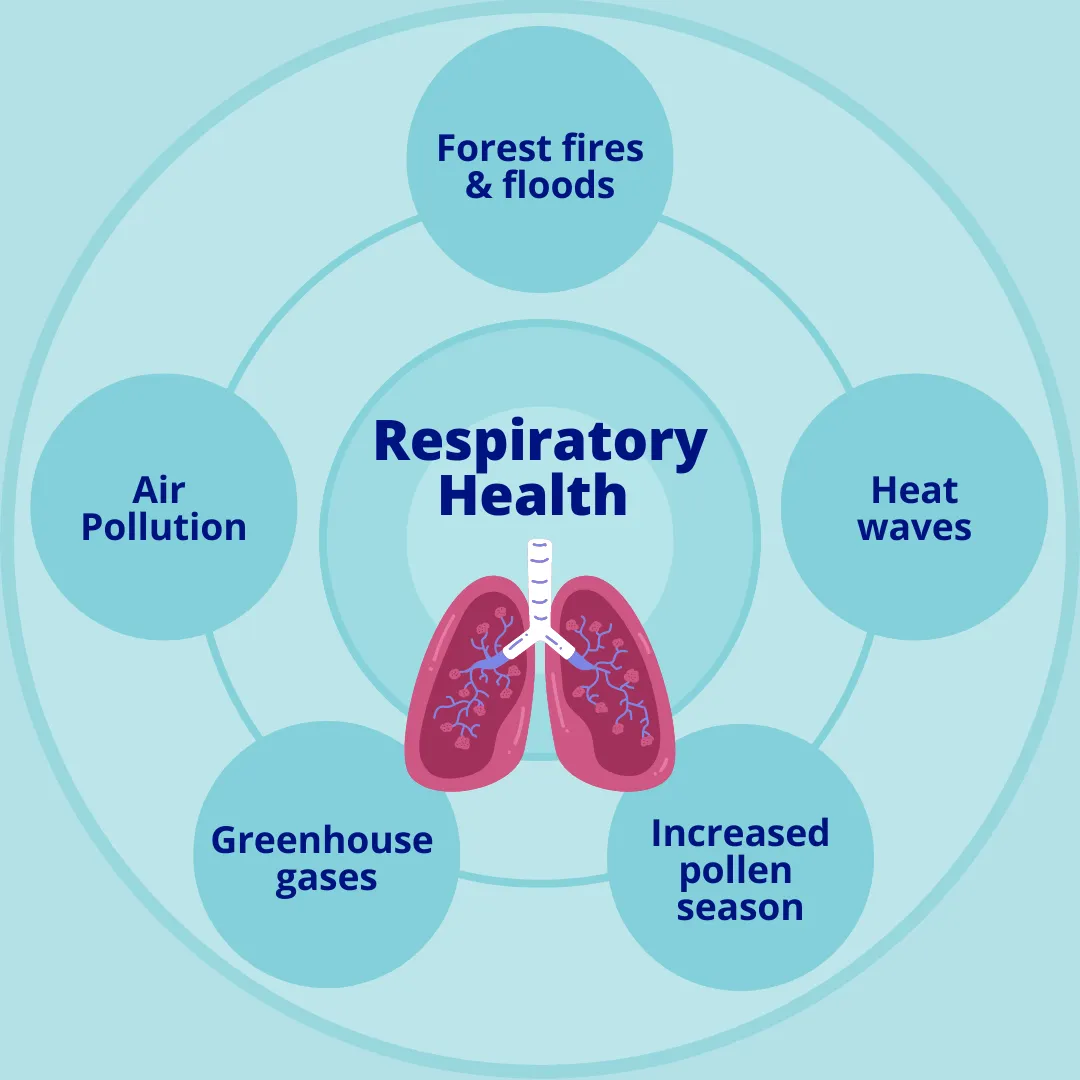 climate change impacting respiratory health graphic